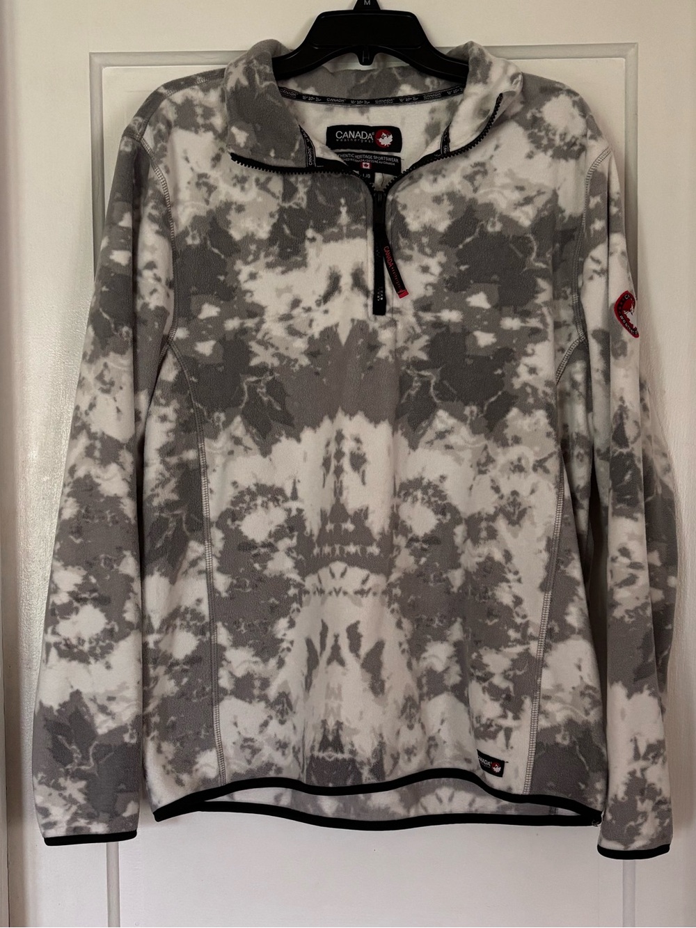 Canada Goose Men's Gray & White Tie-Dye Half-Zip Fleece Pullover